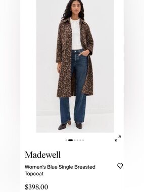 NWT Madewell SOLD OUT Single-Breasted Topcoat in Leopard Print